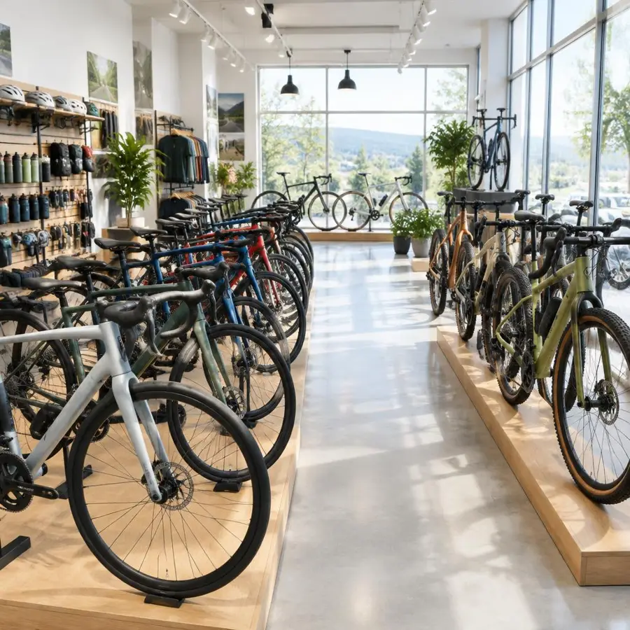 Interno del negozio con bici esposte